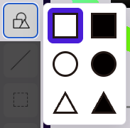 Shape tool menu